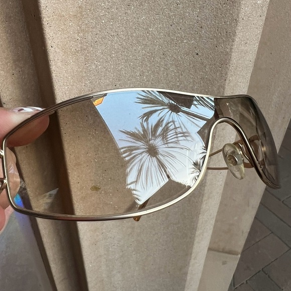 Authentic RARE Vintage Y2K CHANEL Crystal CC Logo Shield Sunglasses 4073-B - Picture 12 of 16